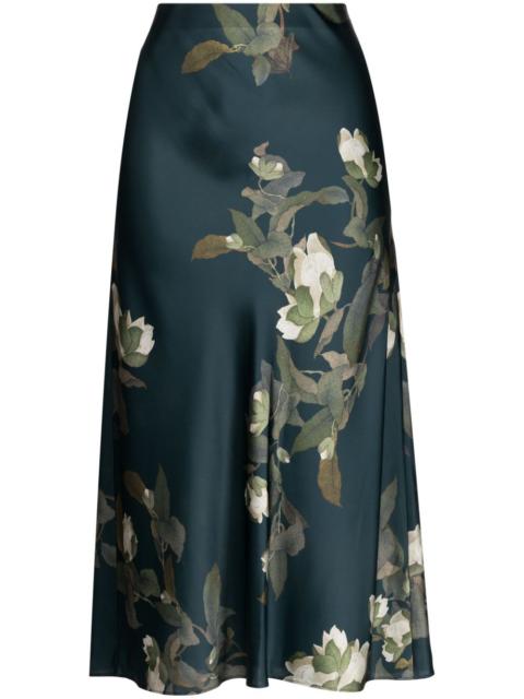 Vince floral-print high-waisted midi skirt