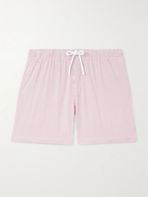 Loro Piana Daneu Straight-Leg Mid-Length Striped Swim Shorts Red
