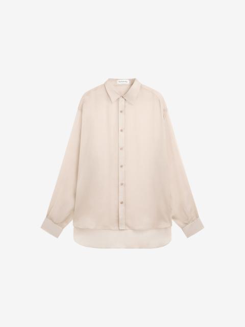 The Frankie Shop Oria Sheer Silk Chiffon Shirt - Beige