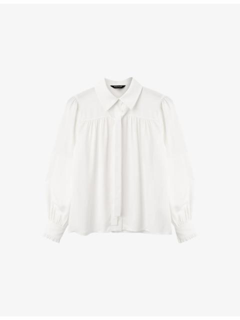 WHISTLES Tie-Detail Regular-Fit Crepe Blouse