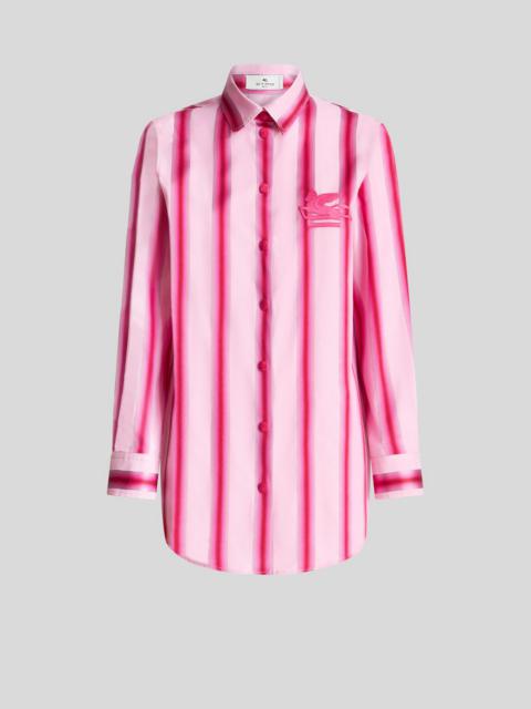 STRIPED COTTON AND SILK SHIRT WITH PEGASO