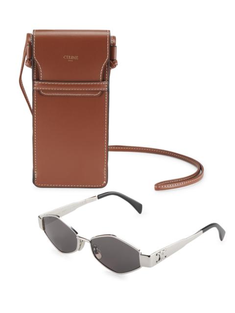 CELINE Men's Triomphe 54MM Metal Sunglasses - Shiny Palladium Smoke