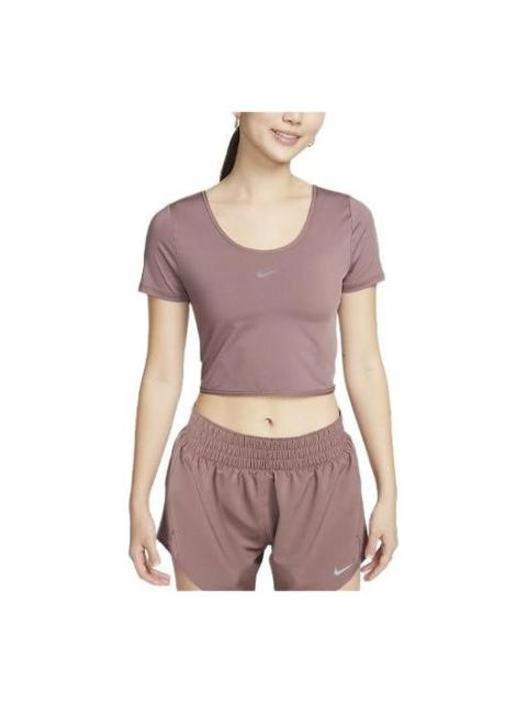 Nike (WMNS) Nike One Classic Dri-FIT Short Sleeve Cropped Twist T-shirt Asia Sizing 'Smokey Mauve' FN2852
