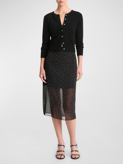Vince Sheer Dot-Print Overlay Midi Skirt