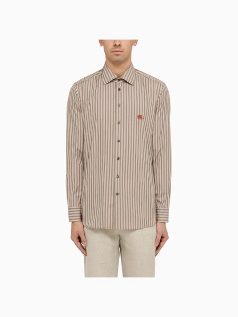 Etro Pink/green striped cotton shirt
