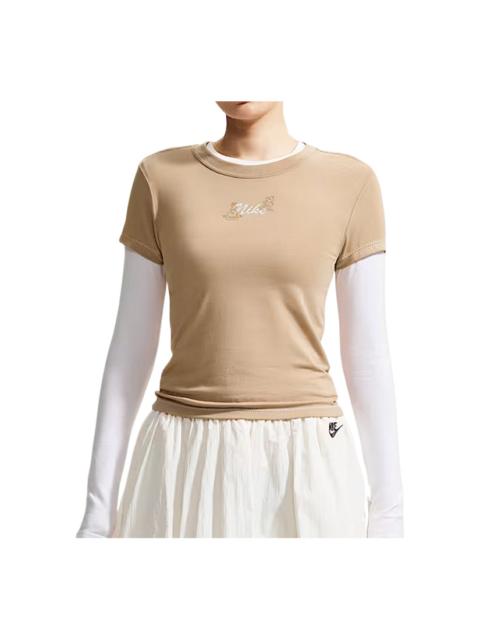 Nike (WMNS) Nike Sportswear Chill Knit Fitted T-Shirt 'Tan' IW1214-242
