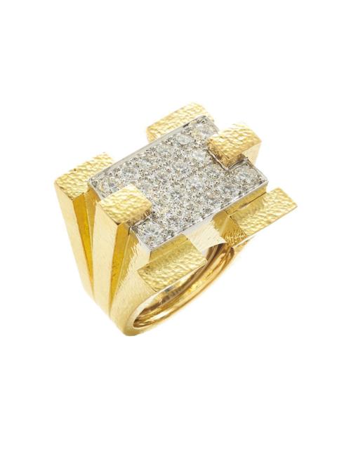 DAVID WEBB Diamond Hammered Scaffold Ring
