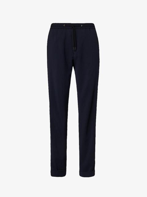 Drawstring-waist slim-leg wool-blend trousers