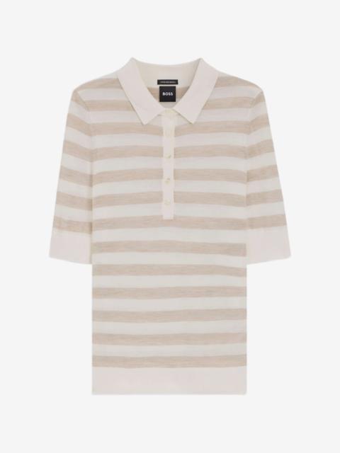 BOSS striped-knit polo sweater