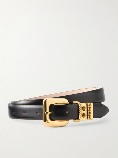 DÉHANCHE Mara Stone Tiger's Eye-embellished Leather Belt
