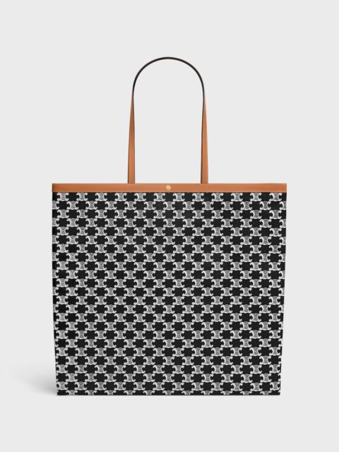 CELINE LARGE FLAT SHOPPER IN TRIOMPHE CANVAS AND NATURAL CALFSKIN