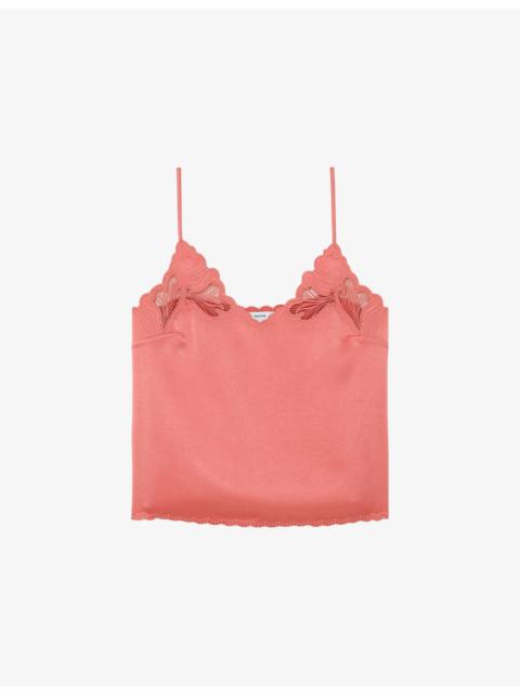 REISS Joanie Lace-Detail Satin Cami Top