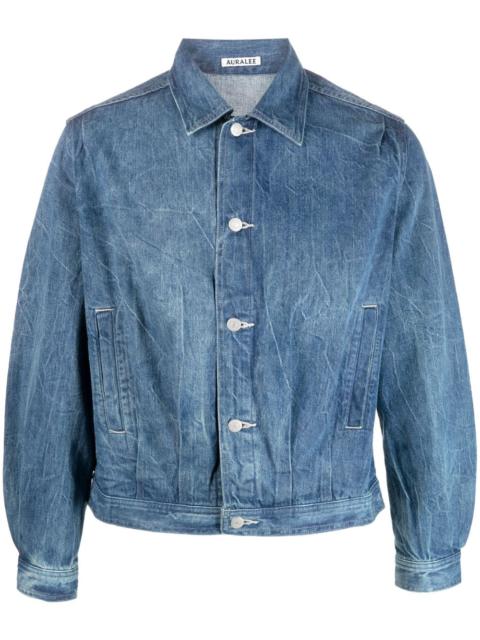 AURALEE crinkled-effect denim jacket