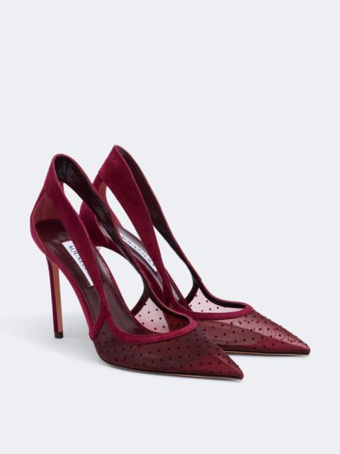 AQUAZZURA Dangerous Liaisons mesh and suede pumps