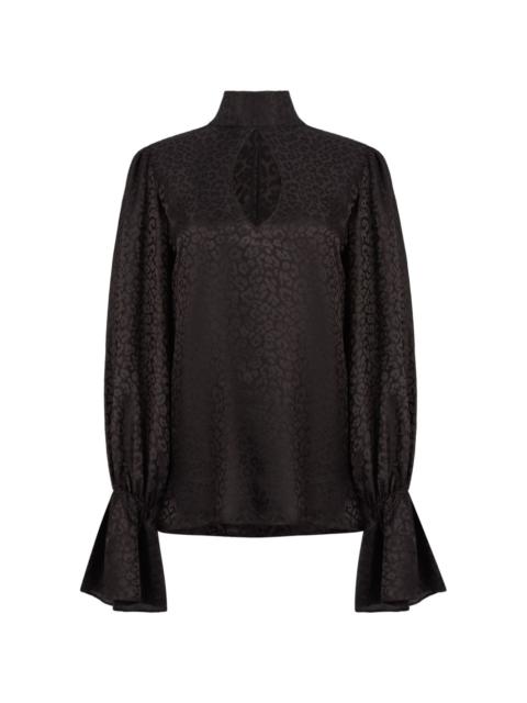 NINA RICCI leopard-print satin blouse