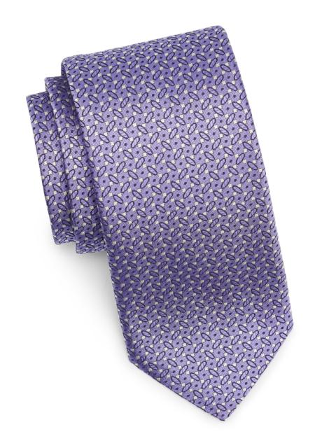 Canali Men's Geometric Silk Tie - Purple