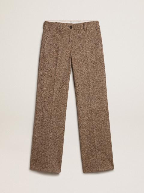 Golden Goose Women’s pants in beige and brown wool and silk blend fabric