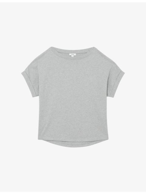 REISS Sia Wide-Neck Short-Sleeve Cotton T-Shirt