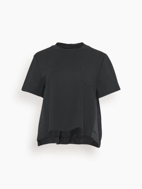 sacai Cotton Jersey x Nylon Twill T-Shirt in Black