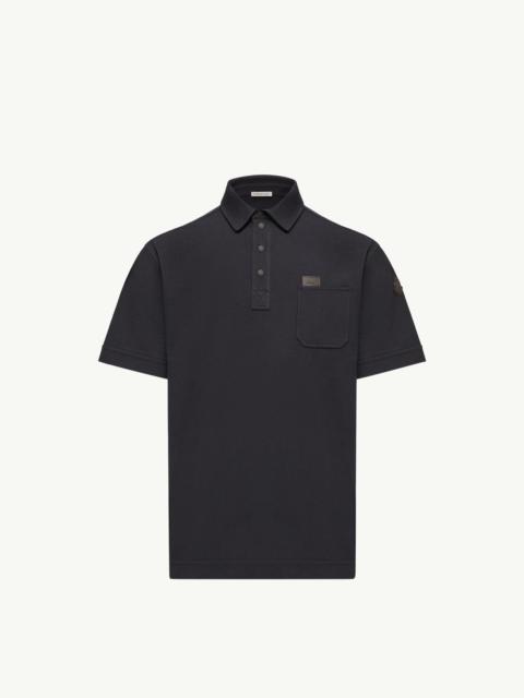 Moncler Leather Logo Tag Cotton Polo Shirt