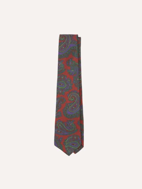 Drake's Rust Large Paisley Print Madder Silk Self-Tipped Tie