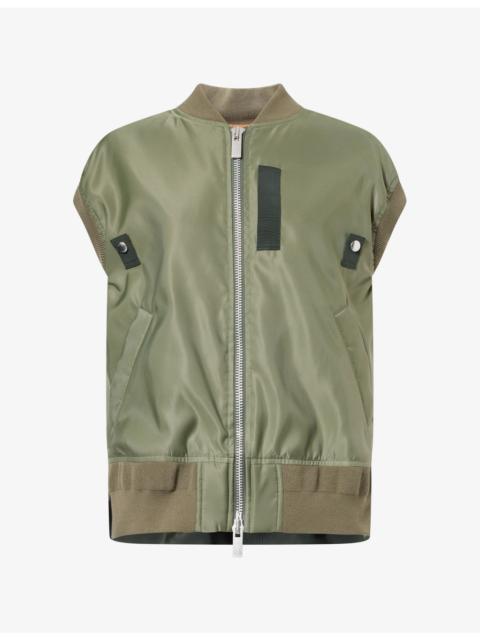 sacai Relaxed-Fit Ribbed-Trim Shell Gilet