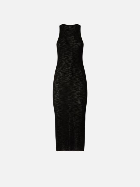 PINKO RIBBED SLIM-FIT MIDI DRESS WITH RIPS