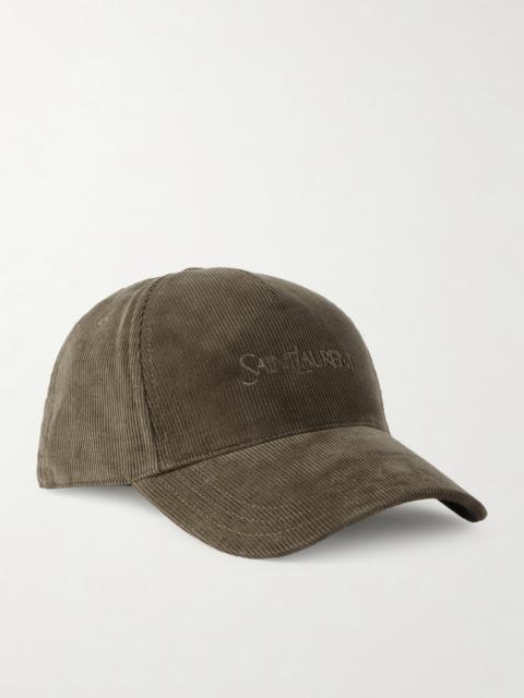 SAINT LAURENT Logo-Embroidered Cotton-Corduroy Baseball Cap