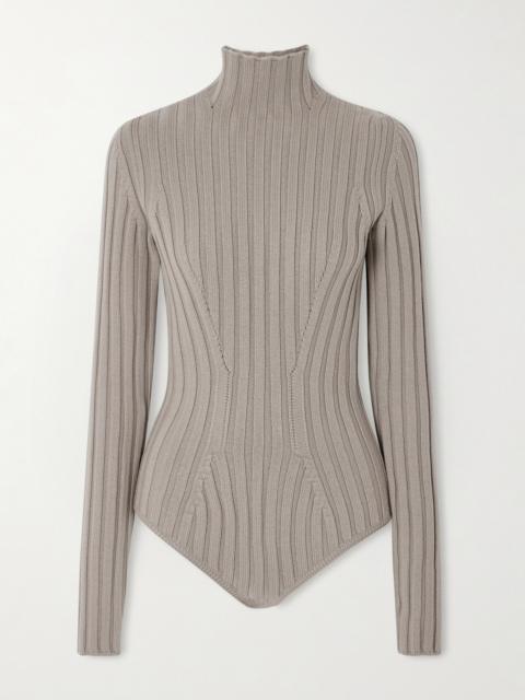Alaïa Ribbed Wool Turtleneck Bodysuit
