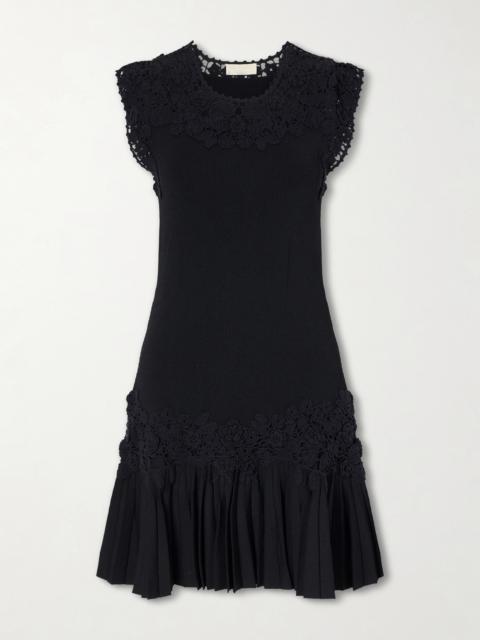 ULLA JOHNSON Noemie Crochet-trimmed Ribbed Mini Dress
