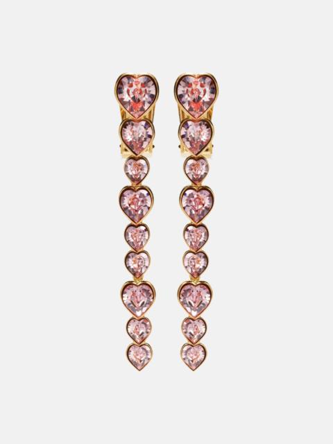Oscar de la Renta Heart crystal-embellished clip-on earrings