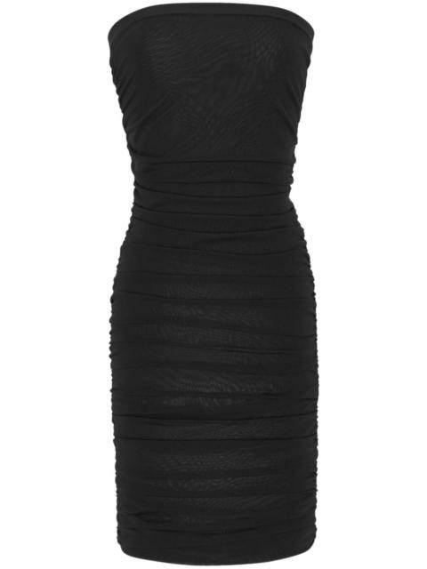 SAINT LAURENT ruched strapless knitted minidress