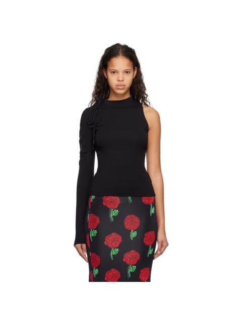 VERSACE JEANS COUTURE Black Lace-Up Long Sleeve T-Shirt