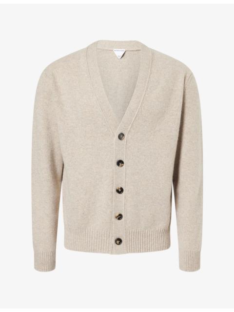 Bottega Veneta Intrecciato Elbow-Patch Cashmere-Blend Cardigan