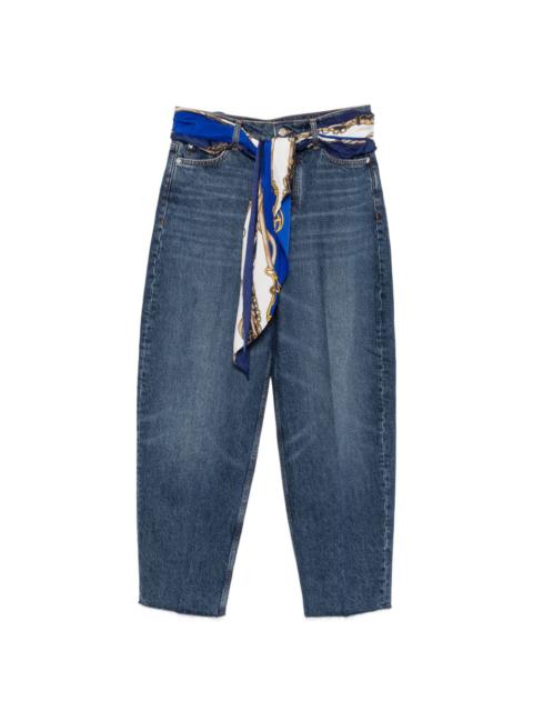 maje scarf-belt raw-cut jeans