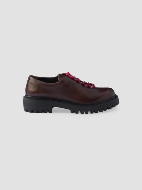 Prada Women's Leather Lace-Up Shoes - Brown
