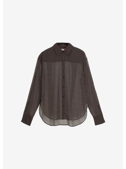 The Frankie Shop Peri Striped Shirt - Brown/White Stripe