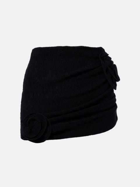 MAGDA BUTRYM Floral-appliqué crêpe miniskirt
