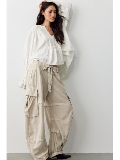 FREE PEOPLE We The Free Reef Curved Linen Cargo Pants