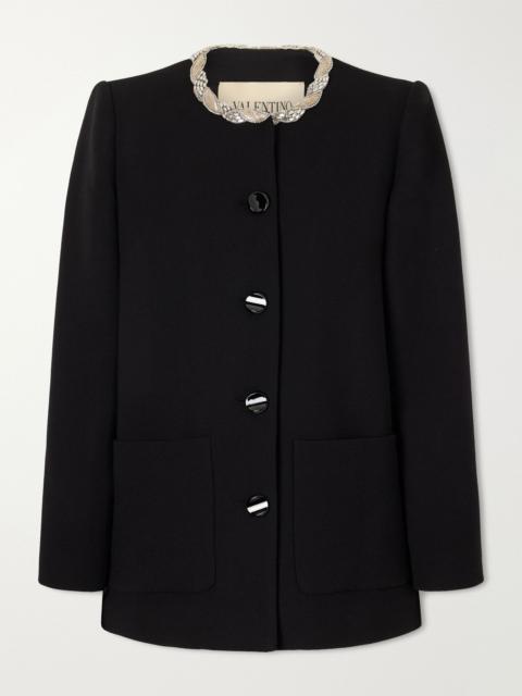 Valentino Embellished virgin wool jacket Black