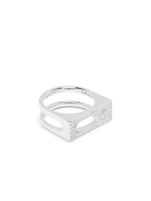 TOM WOOD Cage Single zirconium-embellished silver ring