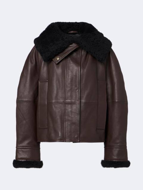 Sportmax Padded shearling-trimmed leather jacket