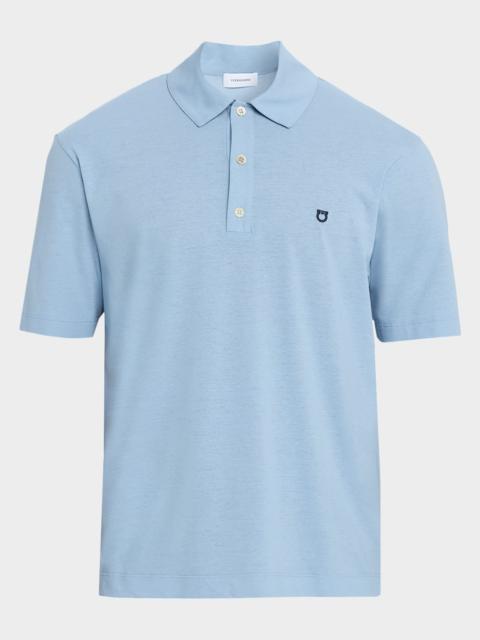 FERRAGAMO Men's Cotton Embroidered-Gancio Polo Shirt