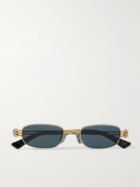 Bottega Veneta Round-Frame Silver-Tone Sunglasses Blue