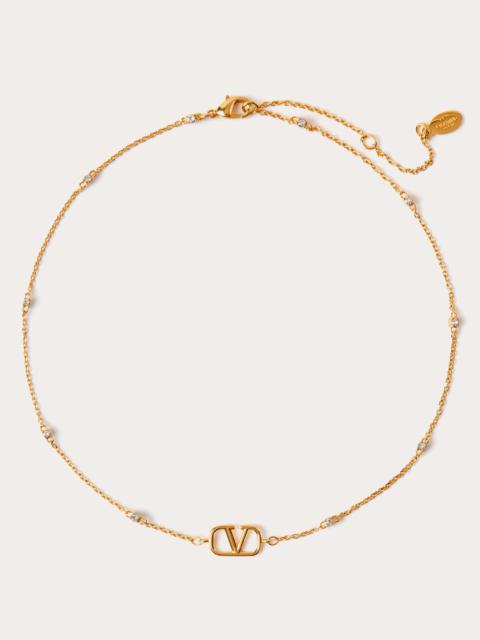 Valentino MINI VLOGO SIGNATURE NECKLACE IN METAL AND SWAROVSKI® CRYSTALS