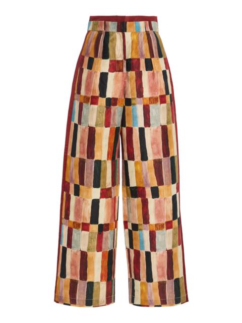 Marjorelle Linen-Silk Wide-Leg Pants multi