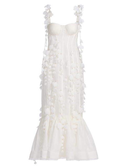 Zimmermann Women's Dawning Petal Linen-Silk Midi-Dress - Ivory