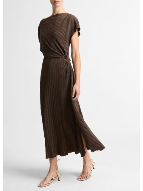 Vince Diagonal Pleated Twist-Waist Dress