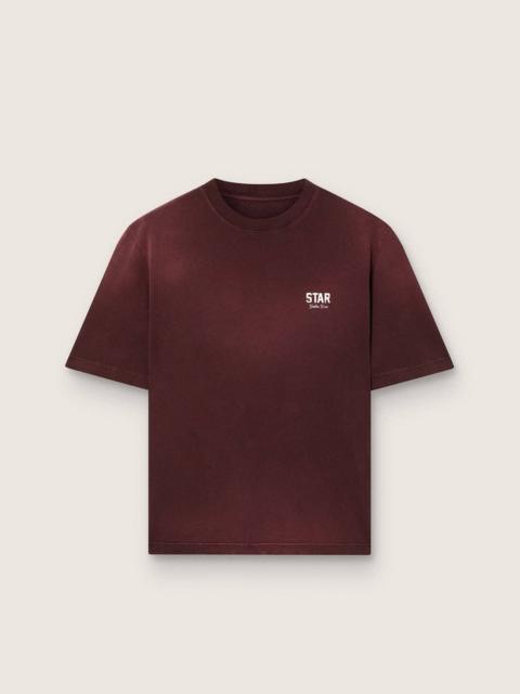 Golden Goose Unisex T-shirt in burgundy cotton jersey with logo