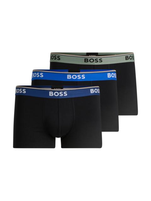 BOSS THREE-PACK OF STRETCH-COTTON TRUNKS WITH LOGO WAISTBANDS